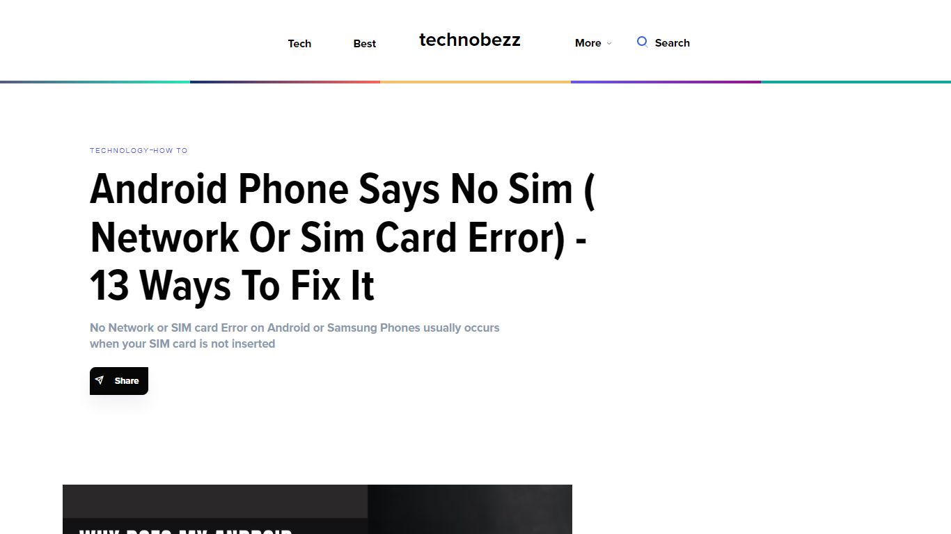 Android Phone Says No Sim ( Network Or Sim Card Error) - Technobezz